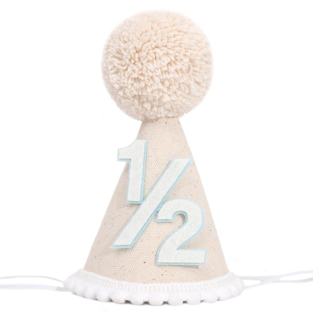 3253 Neutral 1/2 Birthday Party Hat - Boho Cute Half Birthday Decorations